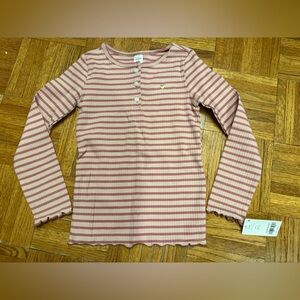 Carter's Pink and Cream Striped Henley Shirt NWT Size 6/6x